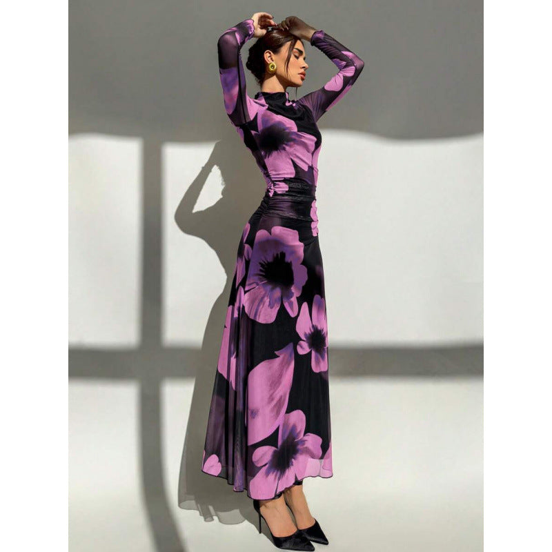 Floral Tulle Long Sleeve Maxi Dress - image 10
