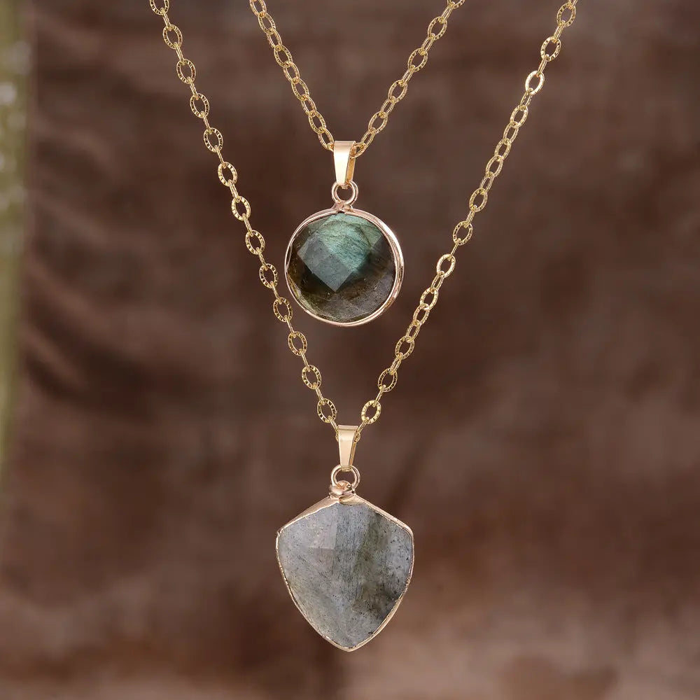 Collar con colgante de doble cadena y piedra de luna - image 1