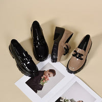 Leather Chunky Platform Loafers with Chain - image 6
