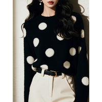 Black Polka Dot Loose Soft Knit Sweater - image 3