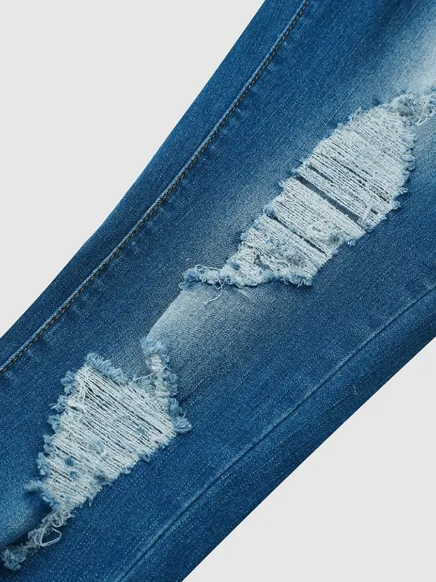 Light Blue High-Waist Ripped Skinny Jeans - image 8