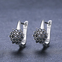 Black Zircon Flower Huggie Earrings - image 2