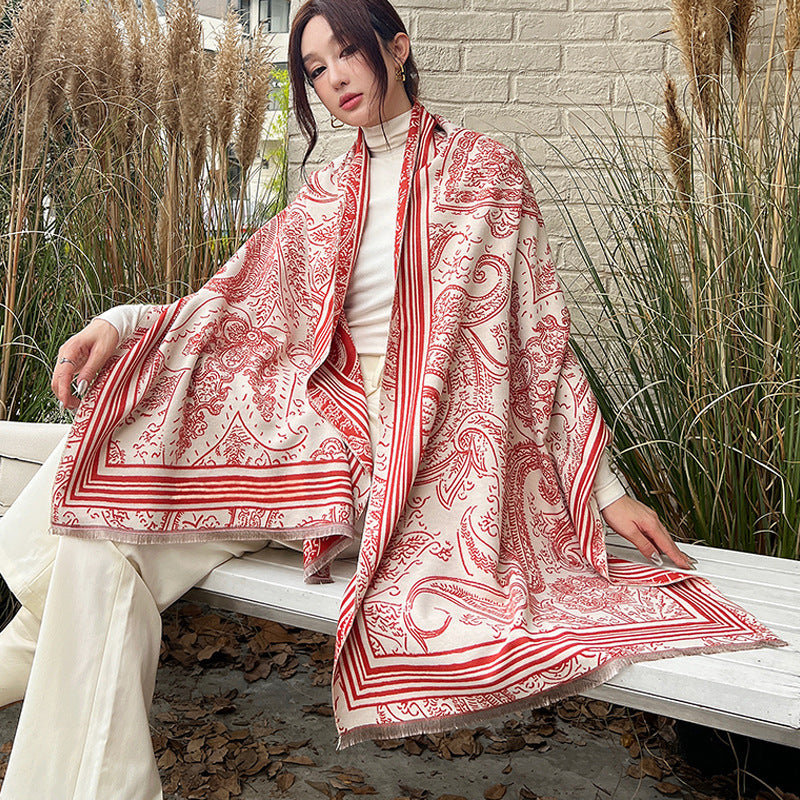 Female Versatile Fashion Thickened Warm Cashmere Scarf - image 11
