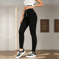 Jeans skinny negros de tiro alto con varios botones - image 2