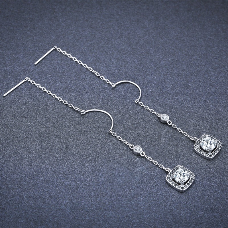 Long Zircon Drop Earrings - image 5