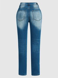 Light Blue High-Waist Ripped Skinny Jeans - image 5