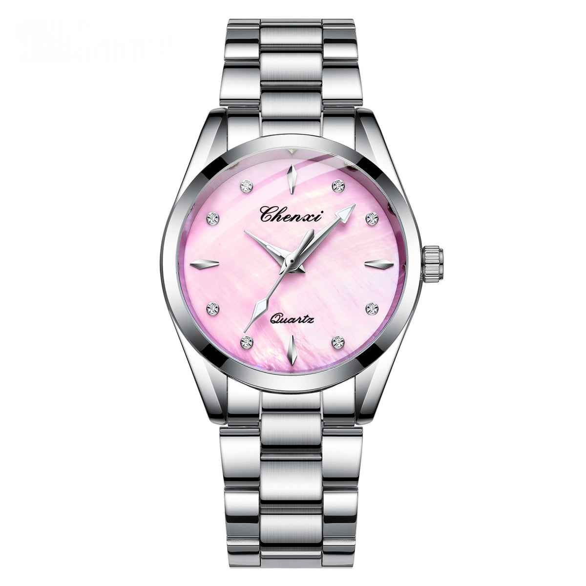 Mother-of-Pearl Dial Rhinestone Steel Watch