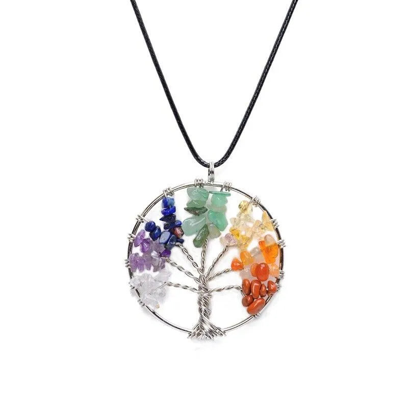 Tree of Life Pendant Necklace with Natural Gemstone Crystals - image 4