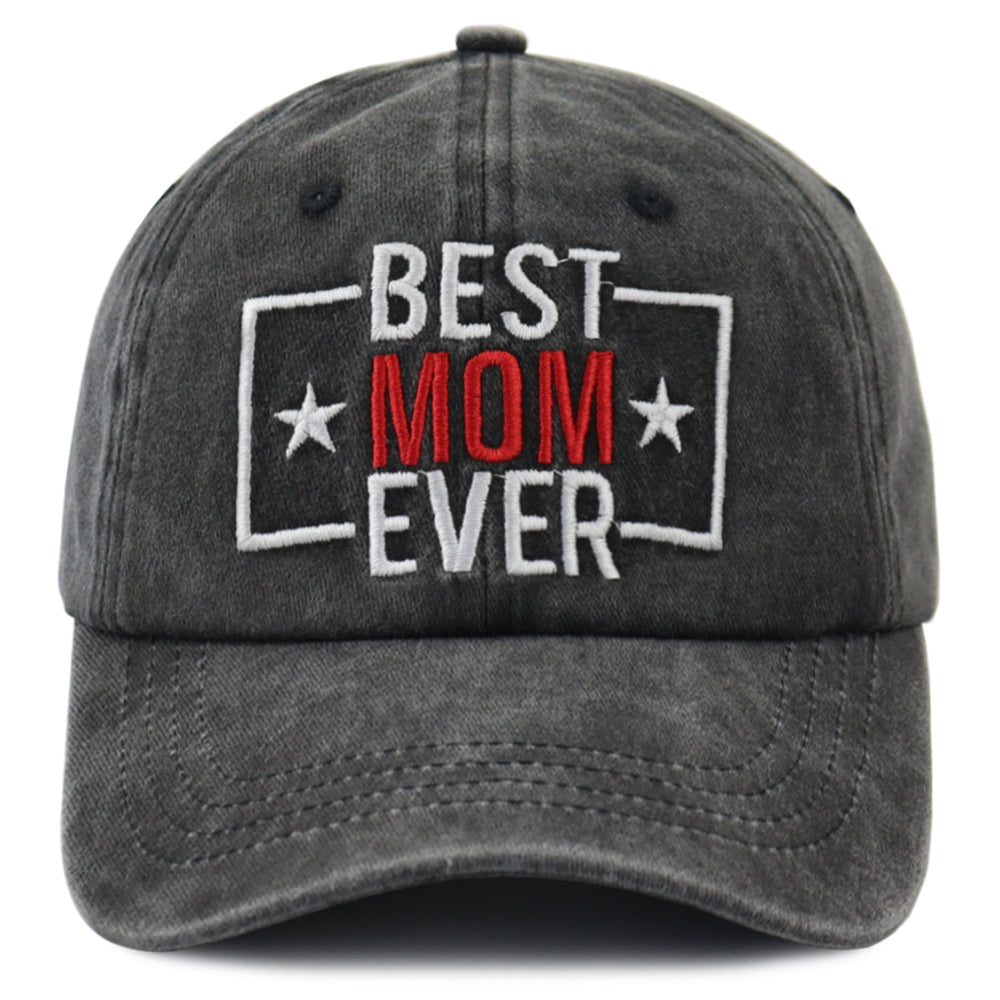 Best Mom Ever Embroidered Baseball Cap, Vintage Washed - image 3
