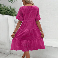 Women's Embroidered Eyelet A-Line Midi Dress - image 9
