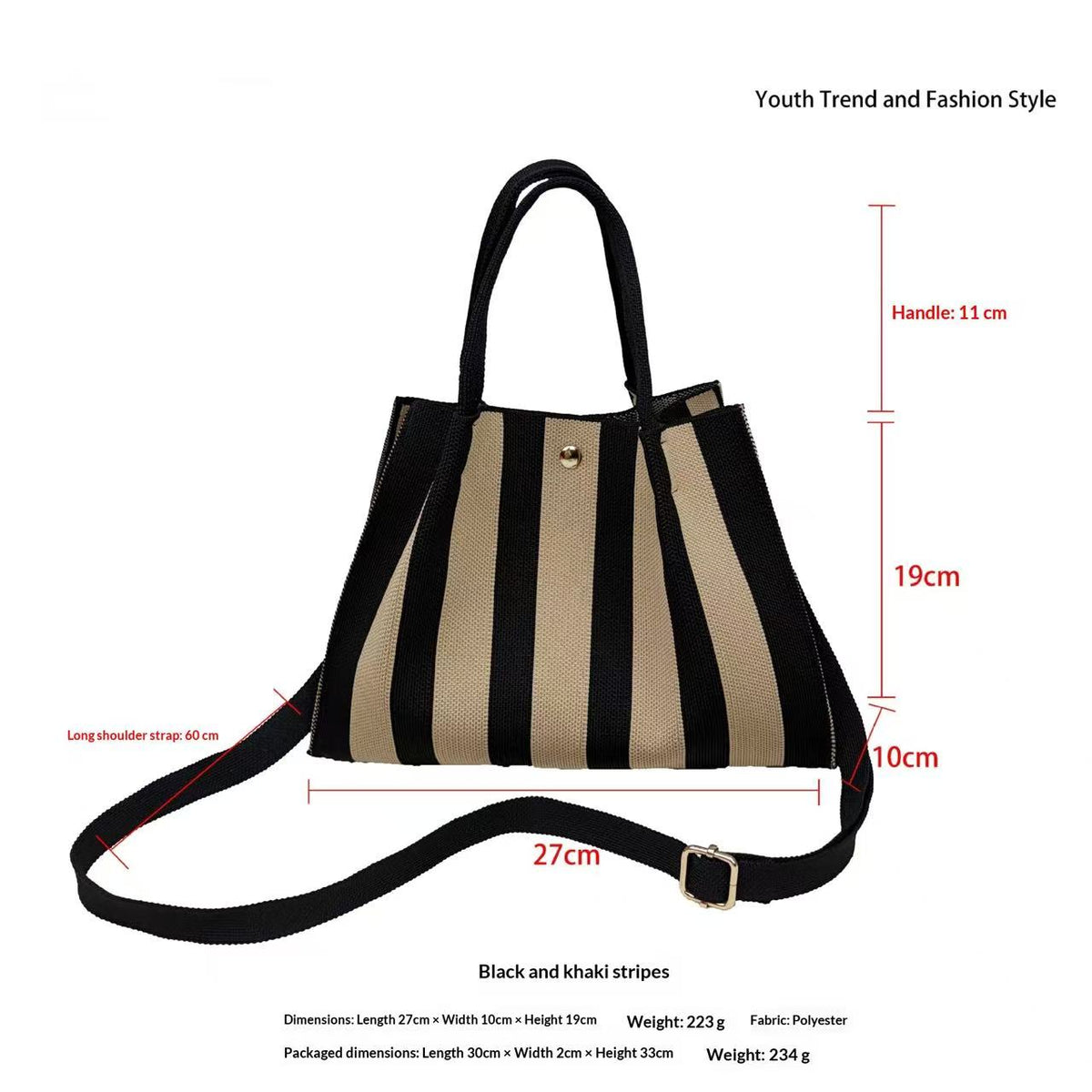Striped Knit Tote Bag - image 4