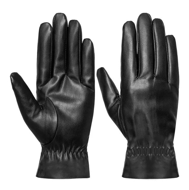 Leather Winter Gloves, Windproof and Warm