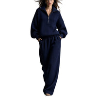 Women's Half-Zip Top and Wide Leg Pants Set - image 5