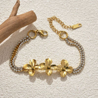 18K Gold Flower Bracelet - image 1