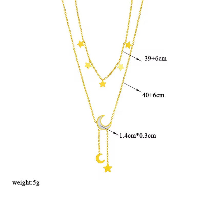 Collar de oro con capas de luna y estrellas