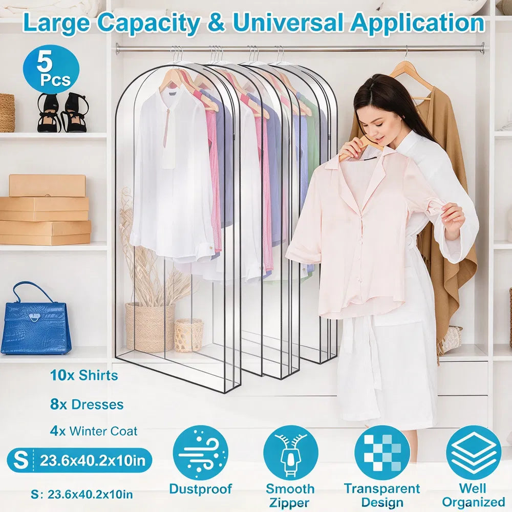 Paquete de 5 fundas transparentes para colgar ropa