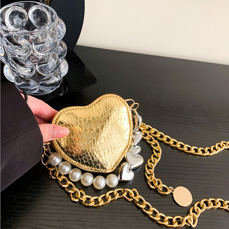 Mini Pearl Heart Chain Bag - image 4