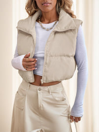 Zipper Front Casual Vest Khaki Winter Coat - image 5
