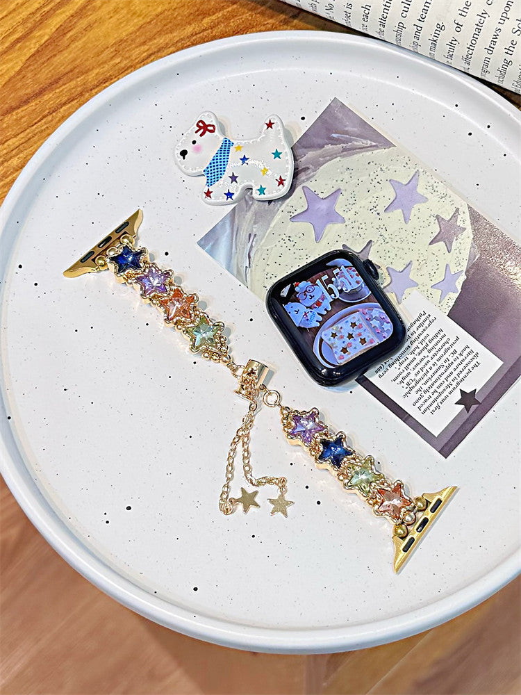 Colorful Rhinestone Star Chain Watch Band - image 8