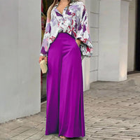Loose And Elegant Casual Printed Shirt Top Wide Leg Pants Fashion Suit - image 3