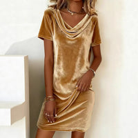 Swing Collar Short Sleeve Dress - image 1