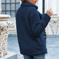 Women's Fuzzy Teddy Coat, Lapel Double Breasted Winter Jacket with Pockets - image 3