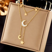 Collar de oro con capas de luna y estrellas - image 3