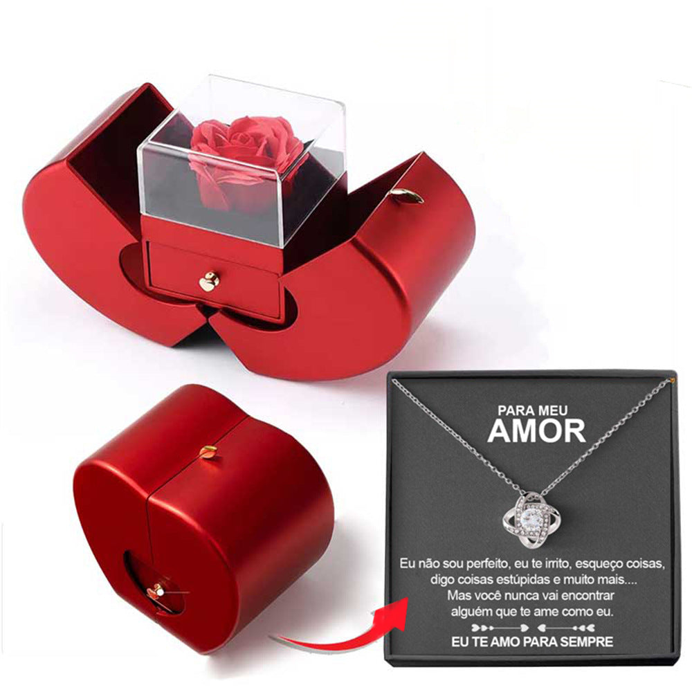 Caja de regalo para joyería de rosa de manzana roja - image 7