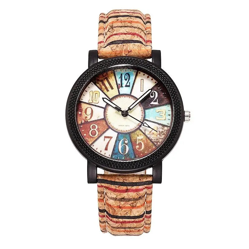 Reloj de cuarzo con correa de piel vintage - image 1