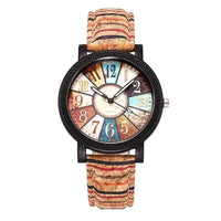 Reloj de cuarzo con correa de piel vintage - image 1