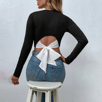 Women's Round Neck Pullover Casual Long Sleeve T-shirt Top - image 3
