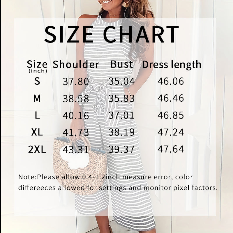 Women's Striped Wide Leg Jumpsuit with Tie Waist - image 6