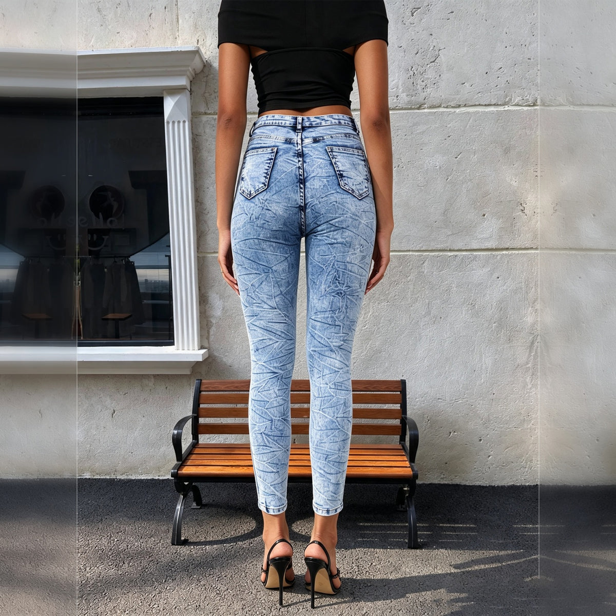 Women's Plus Size High Waist Acid Wash Skinny Jeans - image 5