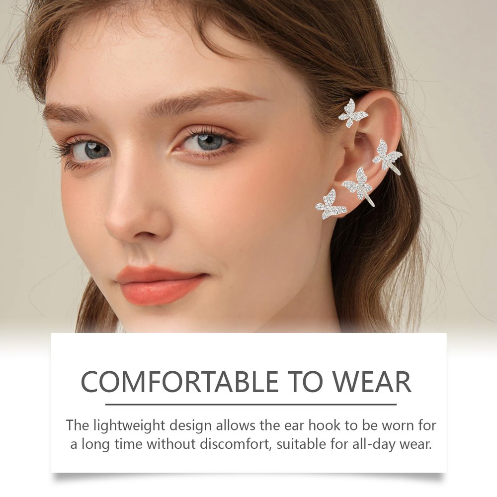 Hoexe Rhinestone Butterfly Bow Ear Clip - image 2
