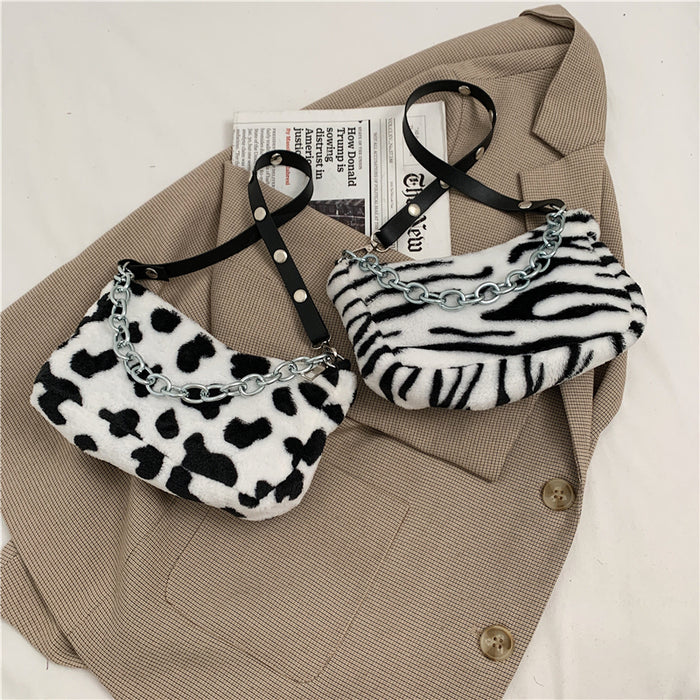 Leopard Plush Shoulder Bag