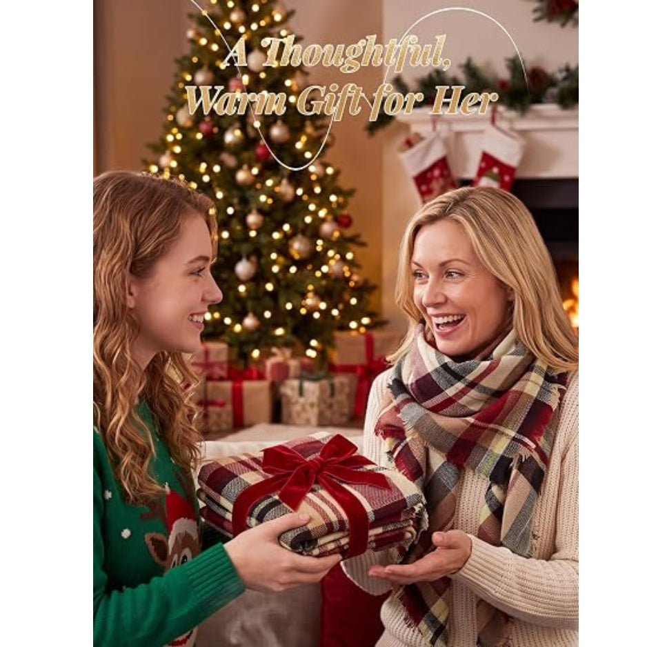 Trends Winter Scarf For Women, Oversized Plaid Square Shawl Wrap - image 2