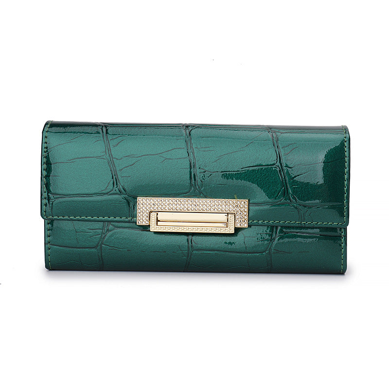 Patent Leather Stone Pattern Long Wallet - image 7
