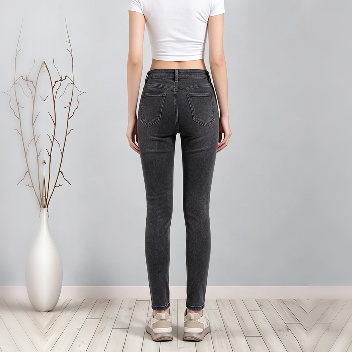 Jeans skinny negros deslavados de tiro alto - image 2