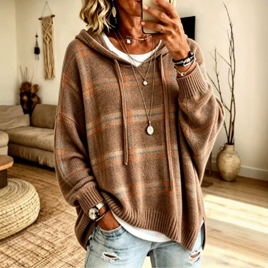 Loose-fit Drop-shoulder Drawstring Pullover Sweater - image 3