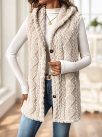 Women's Red Hooded Fleece Vest - image 4