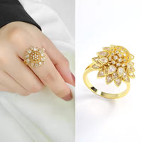 Flower Adjustable Open Gold Ring For Women - image 1
