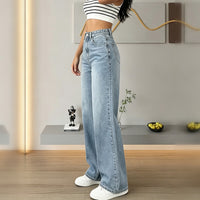 Women's Light Wash High Waist Wide Leg Jeans with Pockets - image 3