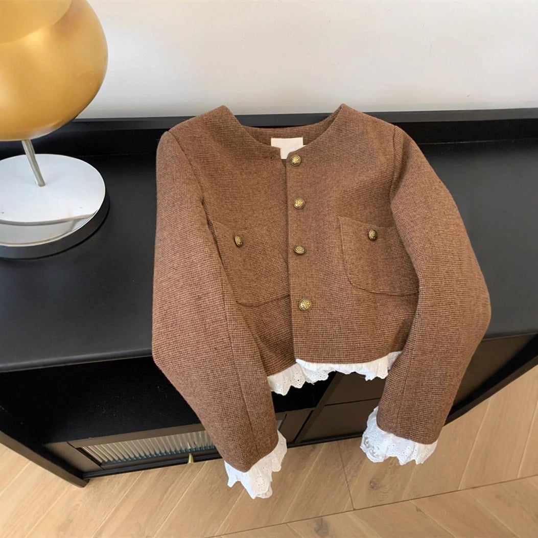 Elegant Short Lace Panel Jacket - image 3