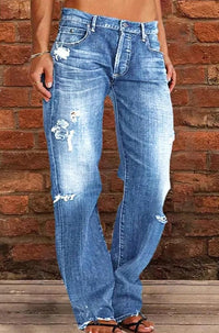 Women's Ripped Loose Straight Leg Jeans - image 3