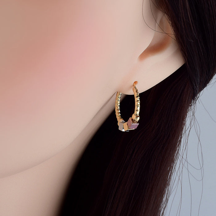 Gold Hollow Rosette Hoop Earrings