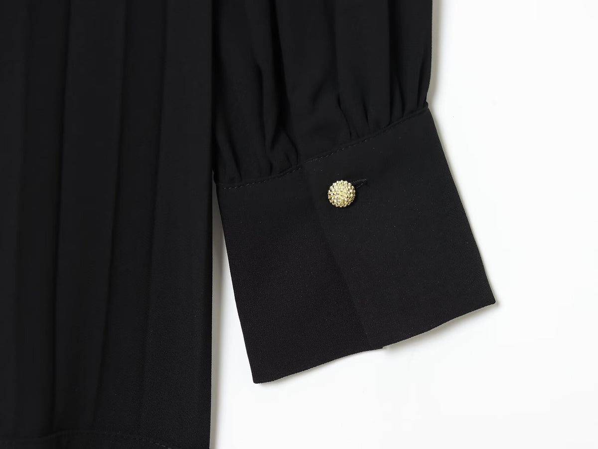 Puff Sleeve Pleated Mini Dress - image 6