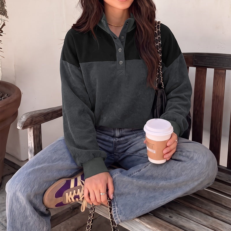 Women's Color Block Stand Collar Pullover Hoodie - image 3