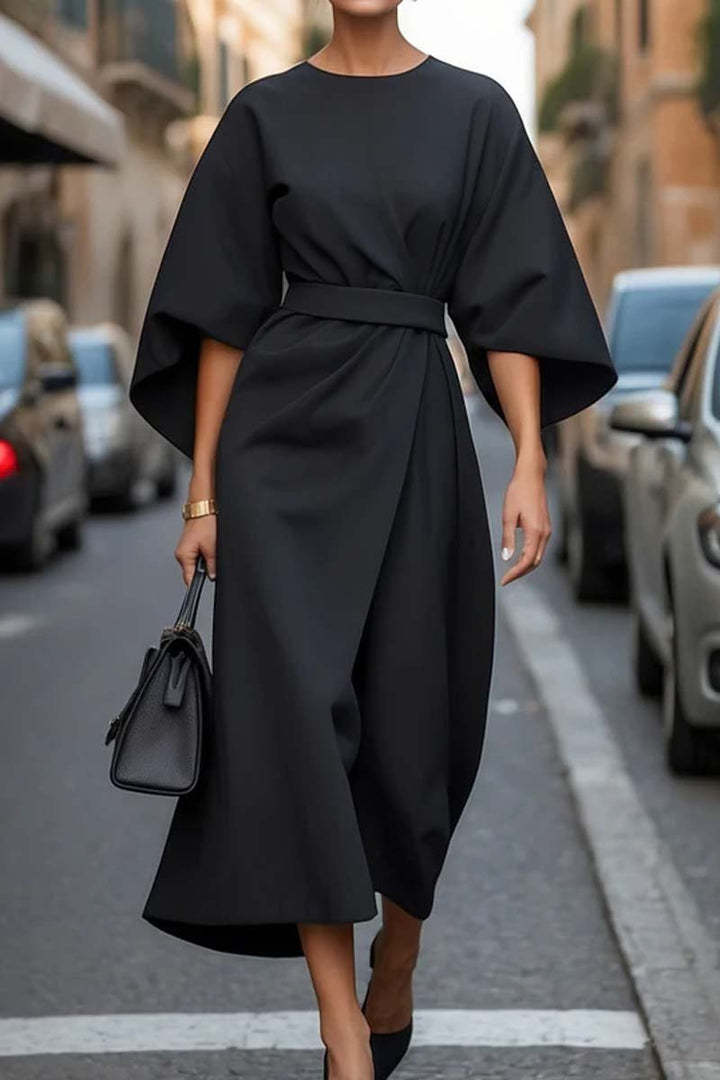 Women's Batwing Sleeve Belted Midi Dress - image 2