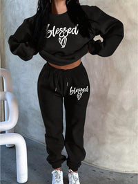 Hoodie Two-Piece Fashion Warm Plus Fleece Round Neck Sweatshirt - image 1
