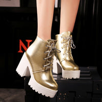 Lace-Up Platform Chunky Heel Combat Boots - image 3